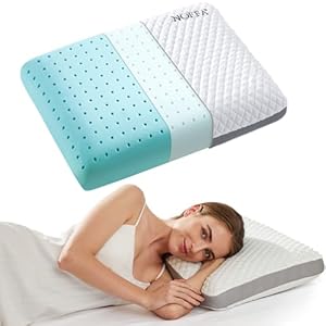 NOFFA Oreiller Rafraichissant Pillow, Oreiller Ergonomique Cervical 40×60, Ice Silk Oreiller Mémoire de Forme Plat pour Les Dormeurs Latéraux, avec Housse Double Face