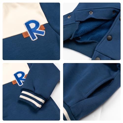 Image of Volunboy Kids Baseball Jacket Varsity Letterman Coat Fall Winter Fleece Bomber Vintage Outerwear