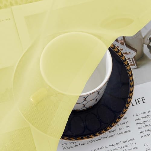 Image of OVZME Sheer Curtains 84 Inches Long 2 Panels Set, Light Filtering Transparent Lightweight Soft Window Treatment Panels for Study Room Living Room Guest Room, Each 42W x 84L Inches, Lemon
