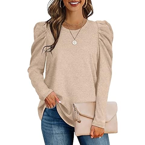 OFEEFAN Puff Sleeve Tunic Top Cover