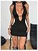 SOLY HUX Women's Sexy Halter Mini Dress Open Back Y2k Deep V Neck Backless Ruffle Fringe Bodycon Club Dresses Plain Black X-Small