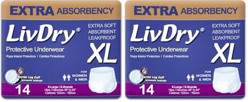 Image of LivDry Adult XL Incontinence Underwear, Extra Absorbency Adult Diapers, Leak Protection, X-Large, 28-Pack