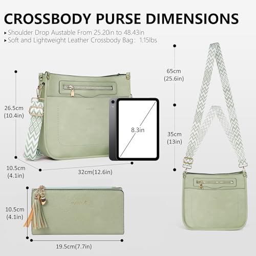 TANTOMI 2PCS Crossbody Bags for Women, Vegan Leather Purses for Women, Hobo Handbags Wallet Set with Adjustable Guitar Strap — view 3