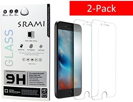 [2 Pack] iPhone 8/7 / 6s Screen Protector, SRAMI Safety Shatterproof [HD Clear] 9H Hardness [3D Touch Compatible] Thin Tempered Glass Screen Guard Anti Fingerprint Scratch Resistant Film