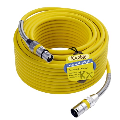 Premium XLR Cable 100 FT, 3 Pins XLR Microphone Male to Female Cord, Yellow