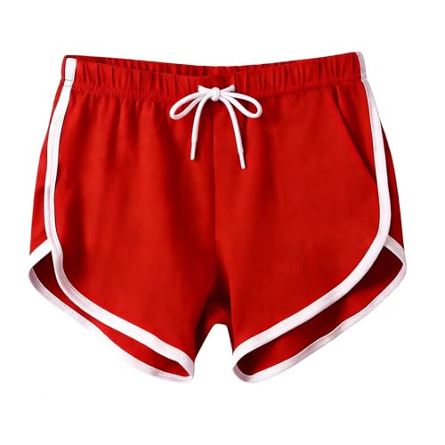 Womens Workout Shorts Athletic Sport Gym Running Yoga Pants Beach Casual Summer Shorts Comfy Bottoms Track Pants Red