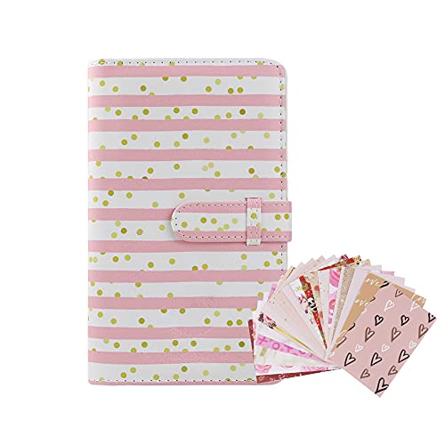 SophiaSophia Wallet Mini Photo Album Bundle with 96 2x3 Photo Pocket and 20 Different Design Border Sticker for Polaroid Mint Snap Touch Z2330 PIC-300P Canon Ivy CLIQ InstaxFujifilm Pink Stripe