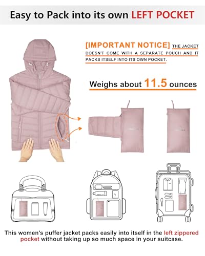 Outdoor Ventures Women's Winter Lightweight Puffer Jacket with Hood, Warm, Short, Packable, Quilted, Transitional, Padded Jacket for Ladies, Lined for Hiking, Travel - Image 4