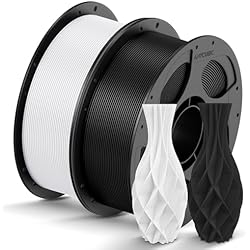 ANYCUBIC PLA Filament 1.75mm Bundle, 3D Printer PLA Filament 1.75mm Dimensional Accuracy +/- 0.02mm, 1KG Reusable Spool (2.2 lbs), 2KG Black+White