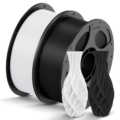 ANYCUBIC PLA Filament 1,75mm, Refill PLA und Spool Kit, 3D Drucker Filament PLA, Vakuumverpackung, Intelligente Identifikation, 2KG Schwarz Weiß