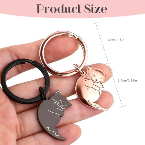 Matching Keyrings for Couples, 2 Pcs Cat Keychains Romantic Gifts for Him and Her Cute Gifts for Girlfriend and Boyfriend Love Presents for Valentine's Day Wedding Engagement and Christmas image 5
