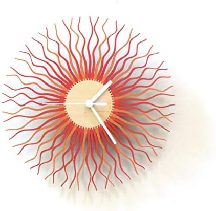 11.5 in Mid-Century Modern Red and Orange Wall Clock, Contemporary Wall Decor with Starburst Shape/Handmade Radium Red Wall Clock Medium (M) Size