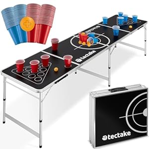 Tectake Beer Pong Tisch mit 100 Bechern