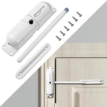 HoneSecur Safety Spring Door Closers, Adjustable Closing Door Hinge, Automatic Stopper Fire Rated, to Convert Hinged Doors to Self Closing Doors - White