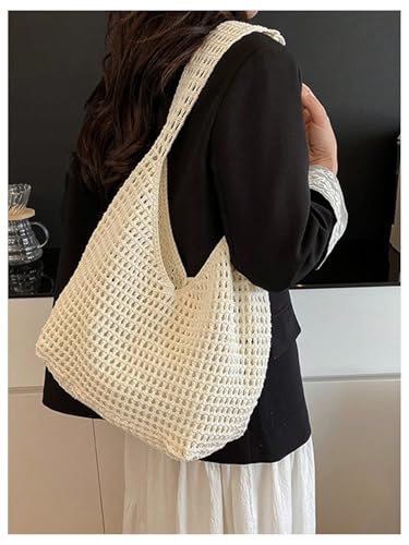 Bolso Tote de Crochet para Mujer Beige miniatura 4