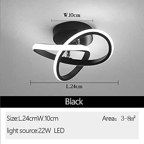 LED Lamp 2 Rings Creative Personality Nordic White Black Ceiling Lighting for Entrance Hallway Lights Ceiling Living Room Cool White Light 22W (Black)