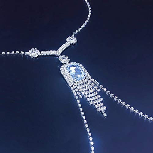 Sexy Rhinestone Bra Chain Crystal Waist Belly Bikini Body Chain Jewelry Rhinestone Harness Chain Non Piercing Nipple Body Chain For Women (Silver Bra Chain) #TOP3