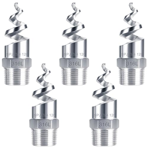 NPT 3/4" Male Spiral Cone Atomization Nozzle, 316 Stainless Steel Spiral Spray Nozzle for Gas & Liquid Cooling Dust Remove Washing Fire Protection Piping System Garden (5 PCS) by Vlocrotlex - Used condition - US$25.49