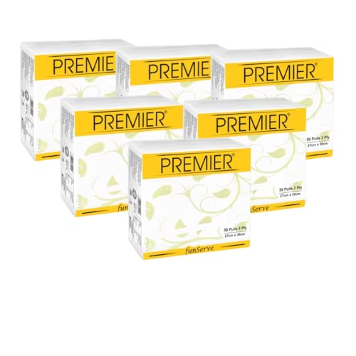 Image of Premier FunServe Tissue Paper Napkin (300 Sheets) | 50 Pulls (Pack of 6), Soft Absorbent 2ply Tissue Napkins | Disposable Table Napkins for Everyday use at gatherings, party, home, offices