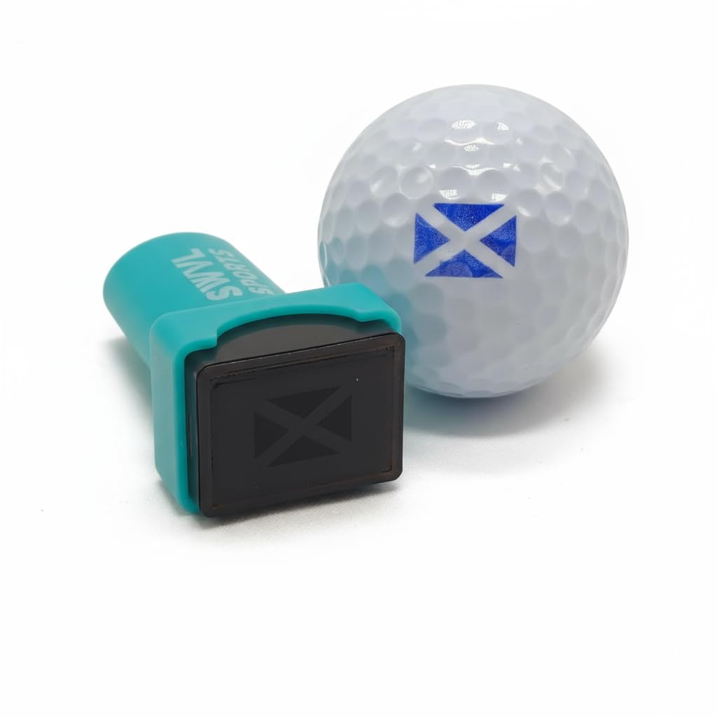 SWVL Sports Large Golf Ball Stamp Markers, Japanese Inks, Cool Design Stampers (Scotland Flag Blue)