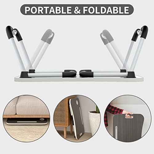 Buyify Folding Lap Desk, 23.6 Inch Portable Wood Black Laptop Bed Desk Lap Desk With Cup Holder, For Working Reading Writing, Eating, Watching Movies For Bed Sofa Couch Floor #TOP2