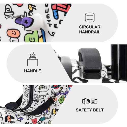 Apelila DIY Coloring Ride On Suitcase for Kids Ages 4-8, 22 Inch Graffiti Rolling Luggage with Spinner Wheels & Safety Belt, Lightweight Travel Checked Suitcase with Combination Lock
