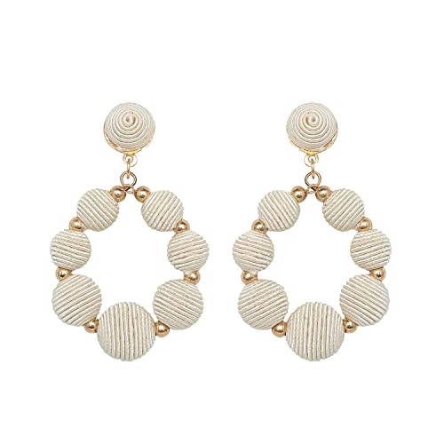 Rf Rizir Fashion Soriee Handmade Ball Hoop Dangle Earrings For Women Girls Lightweight Drop Dangle Long Earrings For Women Girls New Year Gift (Light Gold) #TOP4