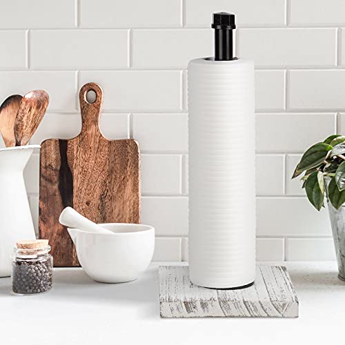 Paper Towel Holder Countertop, Kitchen Roll Paper Dispenser Standing, Farmhouse Paper Holder Wood Base For Dining Table Living Room And Bathroom(White) #TOP2