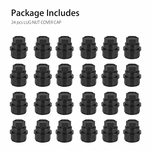 Fzjdsd 24 Pcs Black Wheel Lug Nut Covers Caps Compatible With Chevy Gmc 1500 2500 Full Size Truck Thread Size M27-2.0 Replace 15646250 #TOP4