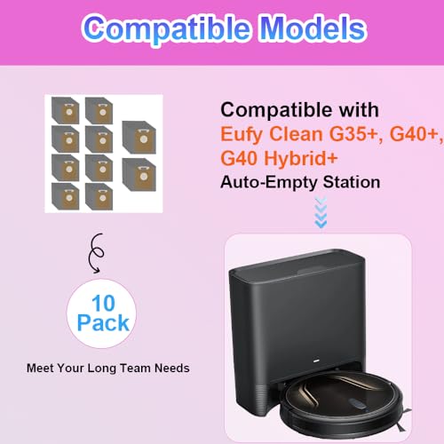 Image of 10 Pack Dust Bags Accessories Replacement Compatible with Eufy G40+ G40 Hybrid+ G35+ Auto-Empty Station Robot Vacuum Cleaner Replacement Parts, Grey
