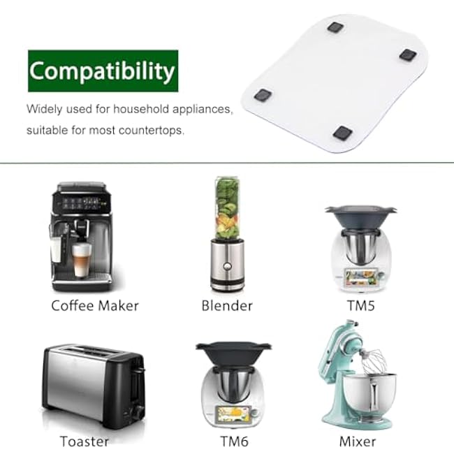 Diteje 2 Pack Kitchen Appliance Sliding Tray,Appliances Slider Transparent Moving Under Cabinet Countertop Compatible with Ninja Grill,KitchenAid Stand Mixer,TM5/TM6,Keurig Coffee Maker,Instant Pot