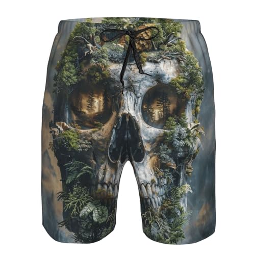 Men's Quick Dry Swim Shorts Skull Tree Forest Fantasy Style Beach Trunks with Pockets3
