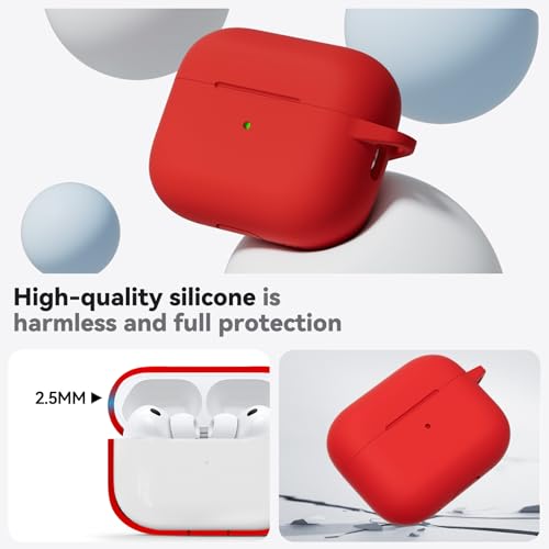 Ljusmicker for AirPods Pro 3 Case 2025 with Cleaner Kit,Soft Silicone Protective Cover for Apple AirPods Pro 3rd Generation Cases for Women Men,for AirPod Pro 3 Case Accessories with Keychain-Red by Ljusmicker - Image 7
