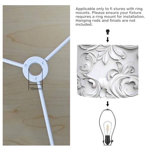 Image of Nuxovilar Lamp Shades Set of 2, 13 inch Top x 13 inch Bottom x 10 inch High (Spider) | Floor lamp shades floral relief pattern living room dining formal space covers light (Relief)