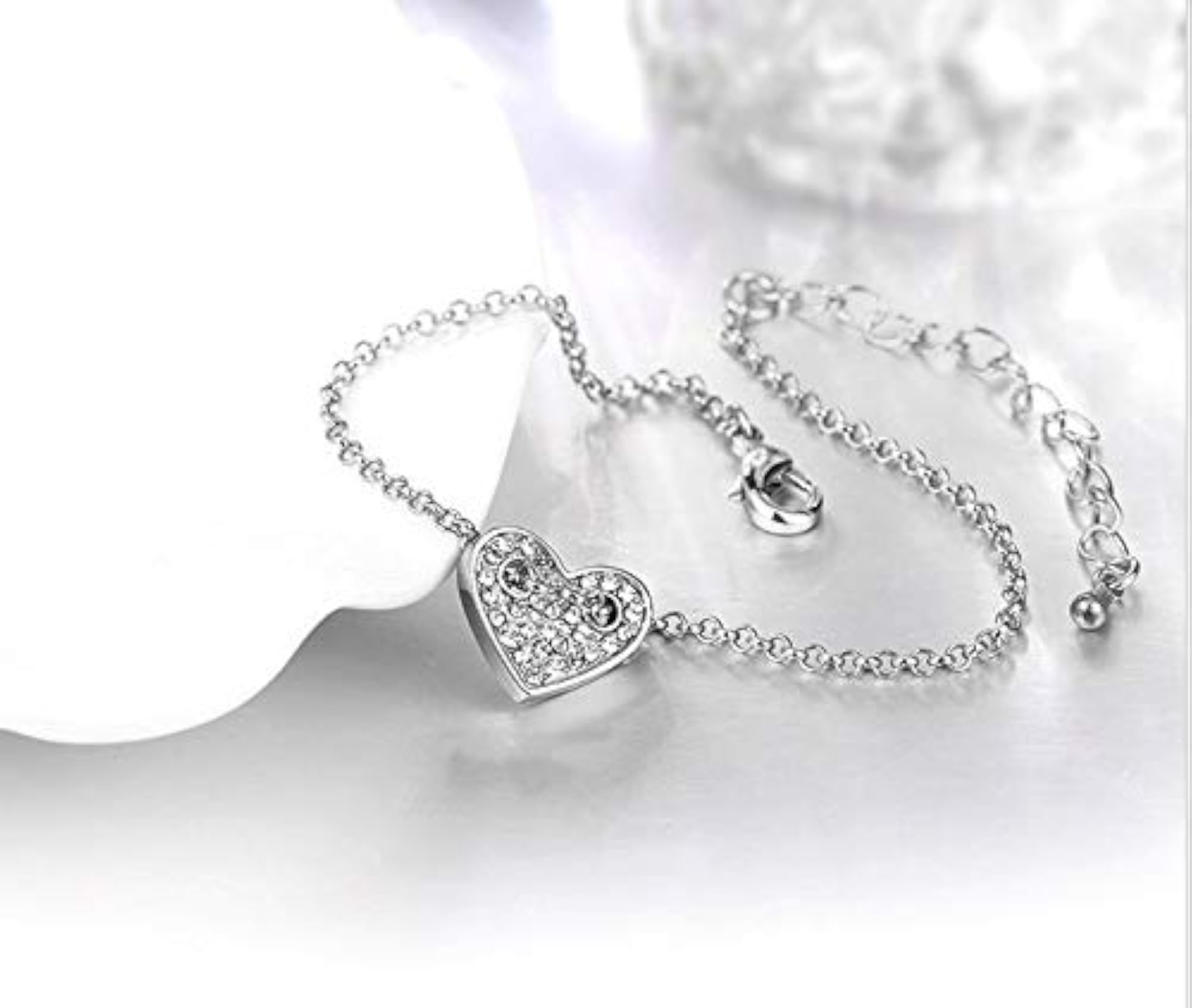 Crystal Heart Charm Bracelet