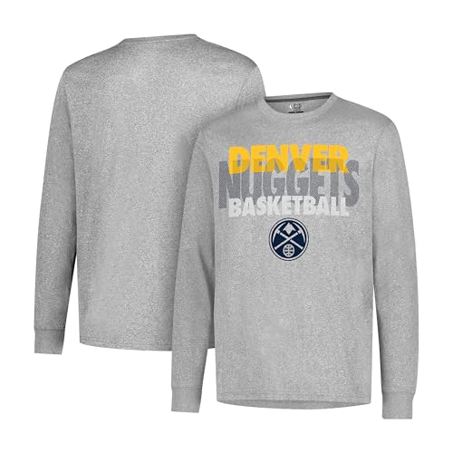 Ultra Game NBA Official Men’s Super Soft Supreme Long Sleeve T-Shirt - Unisex, Denver Nuggets, Heather Gray, Large