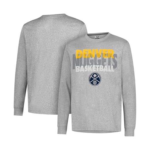 Ultra Game NBA Denver Nuggets Mens Supreme Long Sleeve Pullover Tee Shirt, Heather Gray, Small