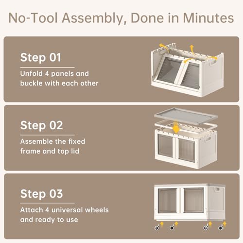 HAIXIN Storage Bins with 4 Lids - 19 Gal Stackable Storage Box 4 Pack Collapsible Closet Organization and Storage Plastic Storage Cabinet with Dual Opening Door for Garage Laundry Room Camping by HAIXIN - Image 3