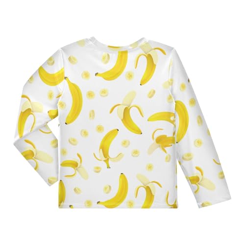 Banana Slice White Boy's Rash Guard Swim Shirt Long Sleeve Sun Shirt for Kids Toddler UPF50+2
