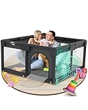 RAWVEL® Laufstall Baby Fence – [NEU 2025] – Laufgitter Baby Laufstall Playpen Kind, Laufgitter & Ställe, Kinderlaufstall, Play Pen – [Laborgeprüft] – Atmungsaktiv & Vollständig gepolstert - 130x130 cm