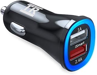 TechRise Car Charger, 2-Port Dual USB Car Charger Cigarette Charger with Smart-Adaptive Rapid Charging Technology (Built-in Safety Protection) for iPhone, iPad Pro/Air 2 / mini 3, Galaxy and More