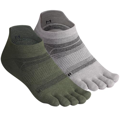 Image of HABITER Merino Wool Toe Socks for Men & Women-50% Merino Wool,No Show,Lightweight,Arch Support Hiking Socks,Running,Long Walk