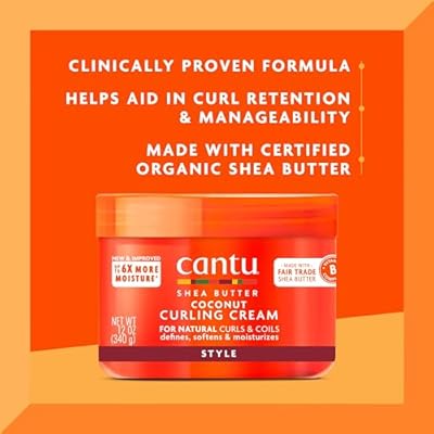 Cantu Coconut Curling Cream 12 oz & Edge Stay Gel 2.25 oz Bundle