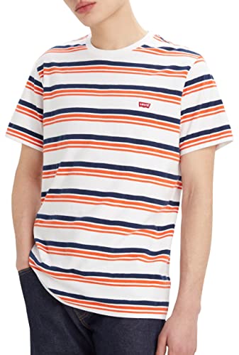 Image of Levi's Original Short-Sleeved Housemark T-Shirt, Men's T-Shirt in Original Levi's Quality, Regular Fit with Crew Neck, Andres Stripe Bright White, XS