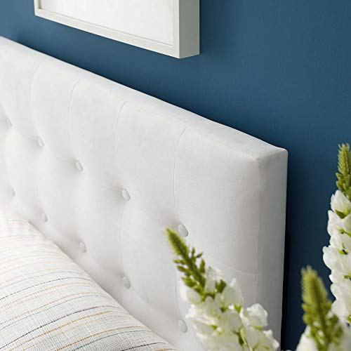 Image of Modway Emily Twin Biscuit Tufted Performance Velvet Headboard, White