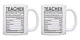 Teacher Appreciation Gifts Teacher Nutritional Facts Label 2 Pack Gift Coffee Mugs Tea Cups White