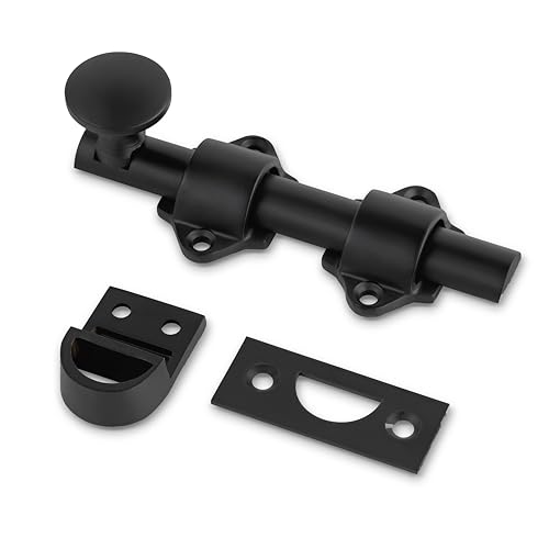 Mega Handles Dutch Door Bolt - 4 Inch Heavy Duty Slide Bolt Latch, Easy to Install Slide Latch for Dutch Doors, Suitable Slide Bolt for Toy Boxes, Cabinets, Pantry Doors and More - Matte Black