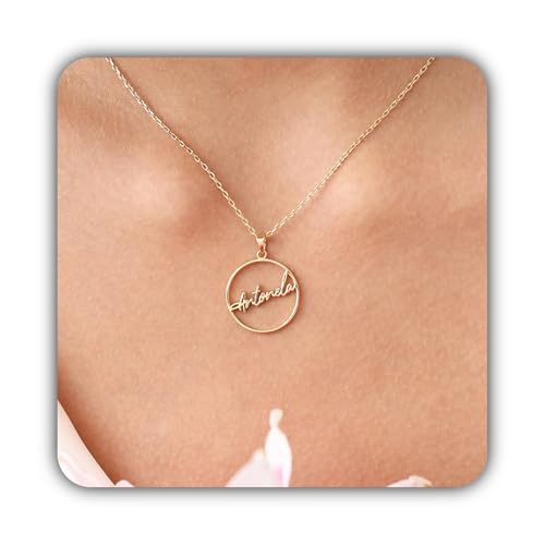Collier prénom personnalisé Hongyu SILVER bijou pendentif rond délicat