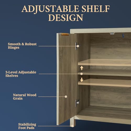 Oakham Home AFSOFSC000F Oxford Fluted Storage Cabinet Sideboard Large Buffet thumb #2