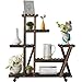 Yaheetech Pflanzentreppe Holz Blumenständer mit Rollen Pflanzenregal Blumenregal Balkon Blumentreppe Holz Blumenbank Mehrstöckig 97,5 x 33 x 101cm